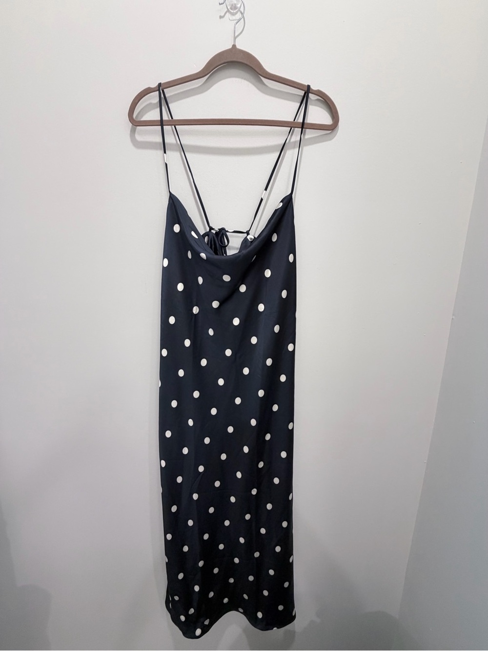 NWT Old Navy The Occasion Navy Polka Dot Slip Dress L Petite - Picture 2 of 10